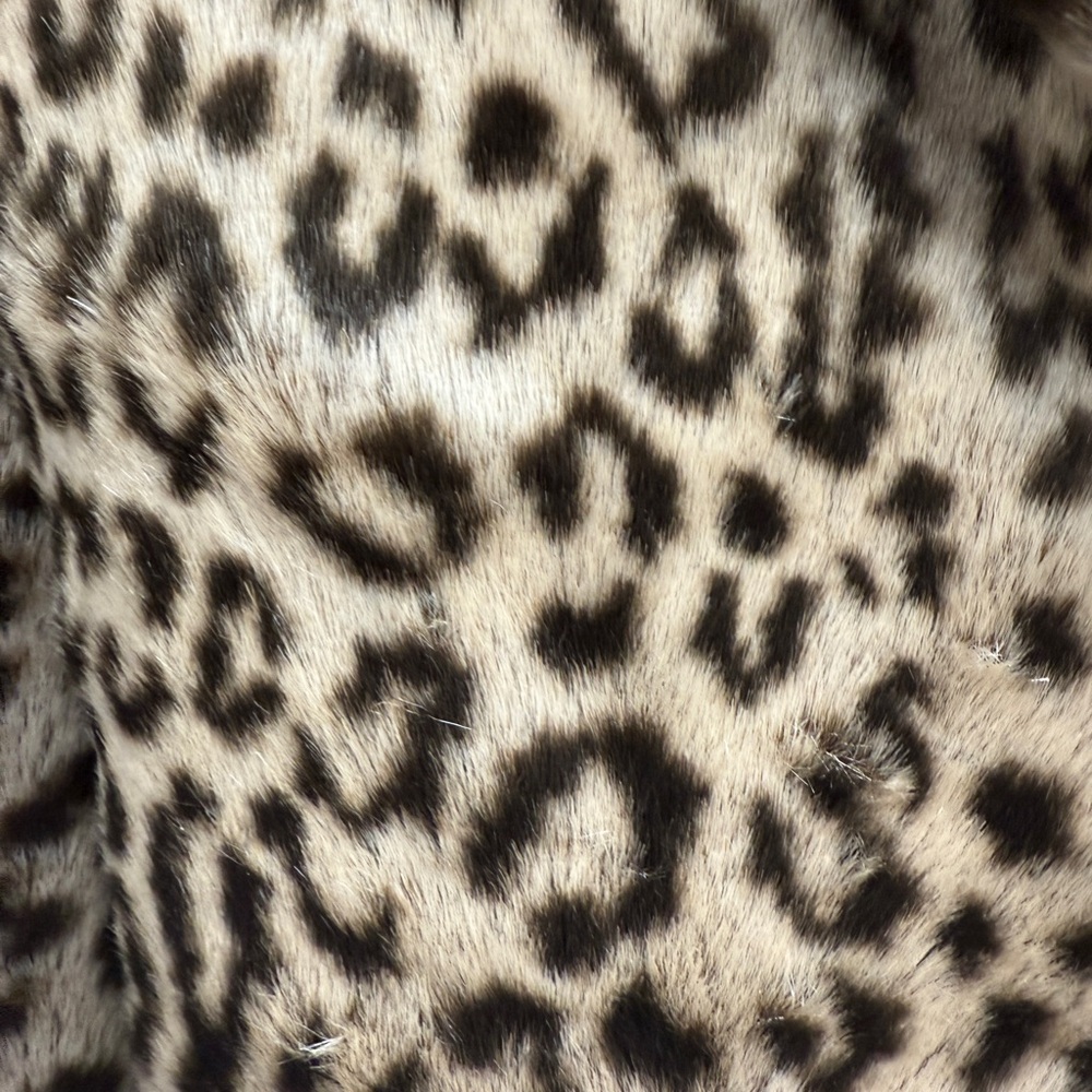 Calvin Klein Animal Print Faux Fur Coat with Brown Leatherette Belt - Picture 12 of 16